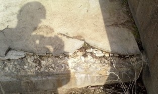 Cracks in the in the North Overlook stairs in February 2015.